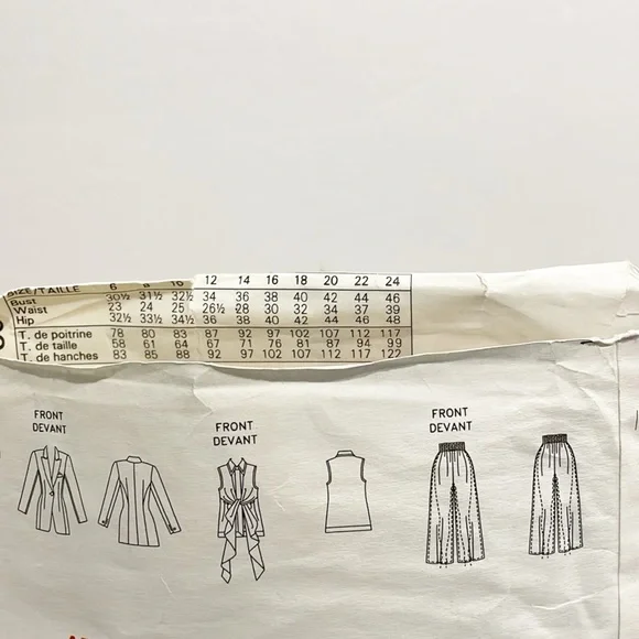 UNCUT Vogue‎ 1400 sewing pattern Badgley Mischka Jacket Blouse Pants Sz 8-10 VTG - Picture 3 of 5